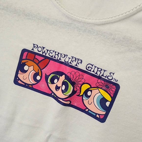 90s Vintage Powerpuff Girls Cartoon Network White Short Sleeve Tee -New With Tag - Picture 2 of 5